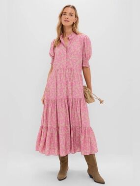 NWT HYACINTH HOUSE Tan & Pink Vines Bennett Maxi Dress Medium from Tuckernuck